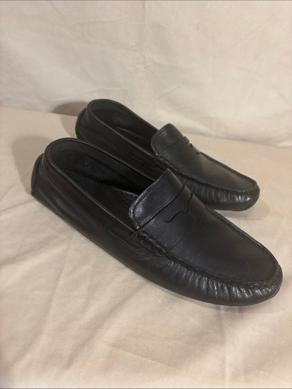 Cole Haan Women’s  Black Leather Penny Loafers Driving Moccasins